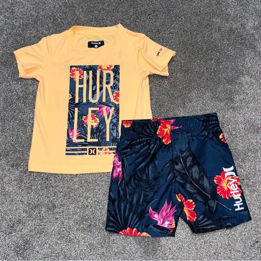 Hurley Rash Guard & Swim Trunks Set